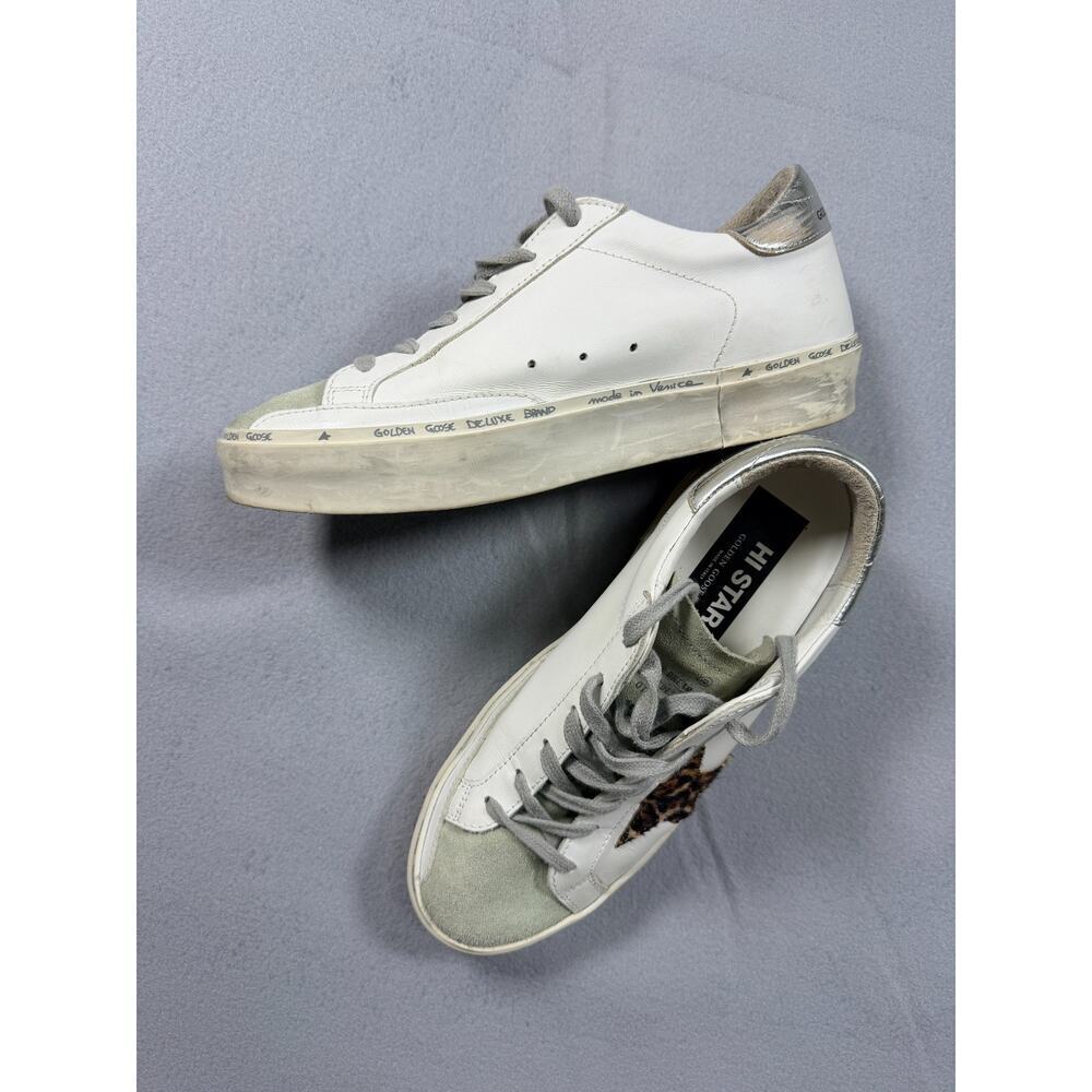 Golden Goose Hi Star Low Top Platform Sneakers White Leopard Star Size 39 EU 9 U - Picture 9 of 13